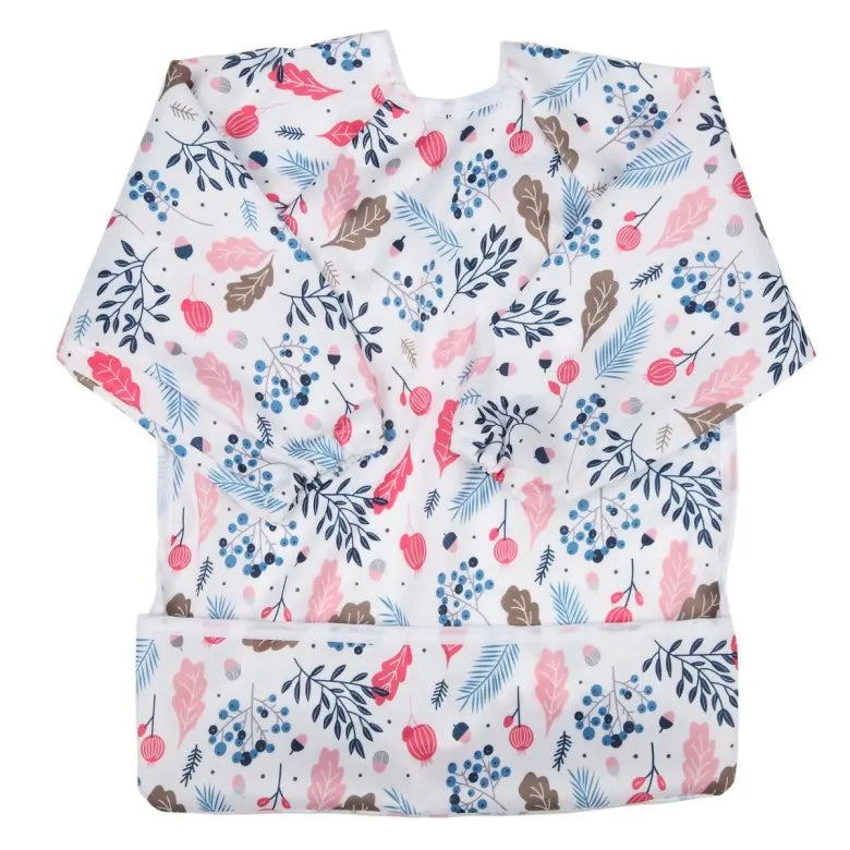 Baby Bib Feeding Waterproof Long Sleeve Shirt Toddler Painting Drawing With Pocket 1-3 Years Old Foliage