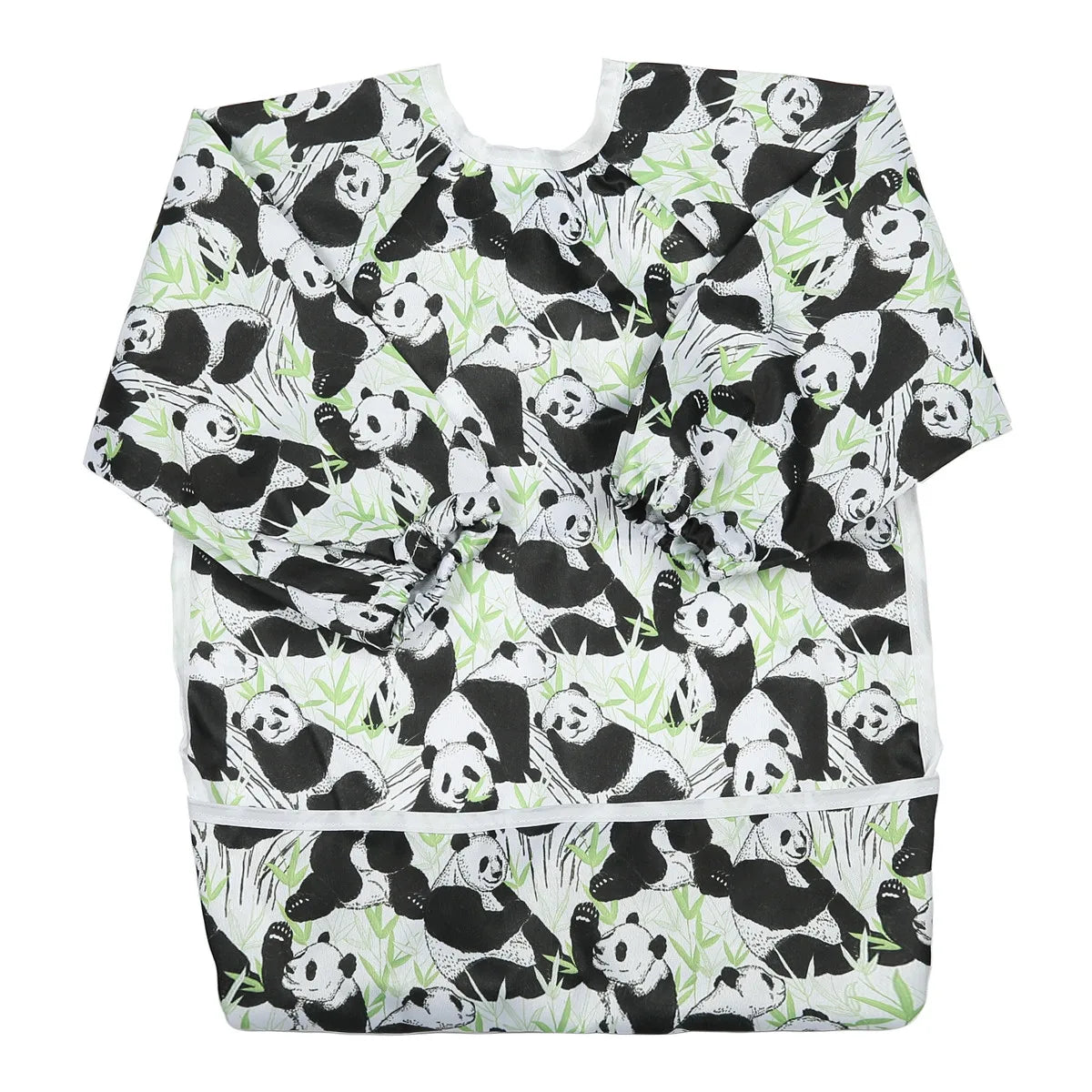 Baby Bib Feeding Waterproof Long Sleeve Shirt Toddler Painting Drawing With Pocket 1-3 Years Old Panda