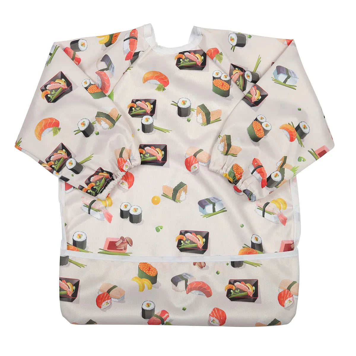 Baby Bib Feeding Waterproof Long Sleeve Shirt Toddler Painting Drawing With Pocket 1-3 Years Old Sushi