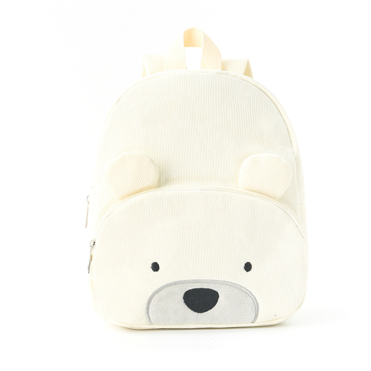 Cute Off White Bear Backpack - Soft Corduroy Material with Adjustable Straps - Bubbie and Bear