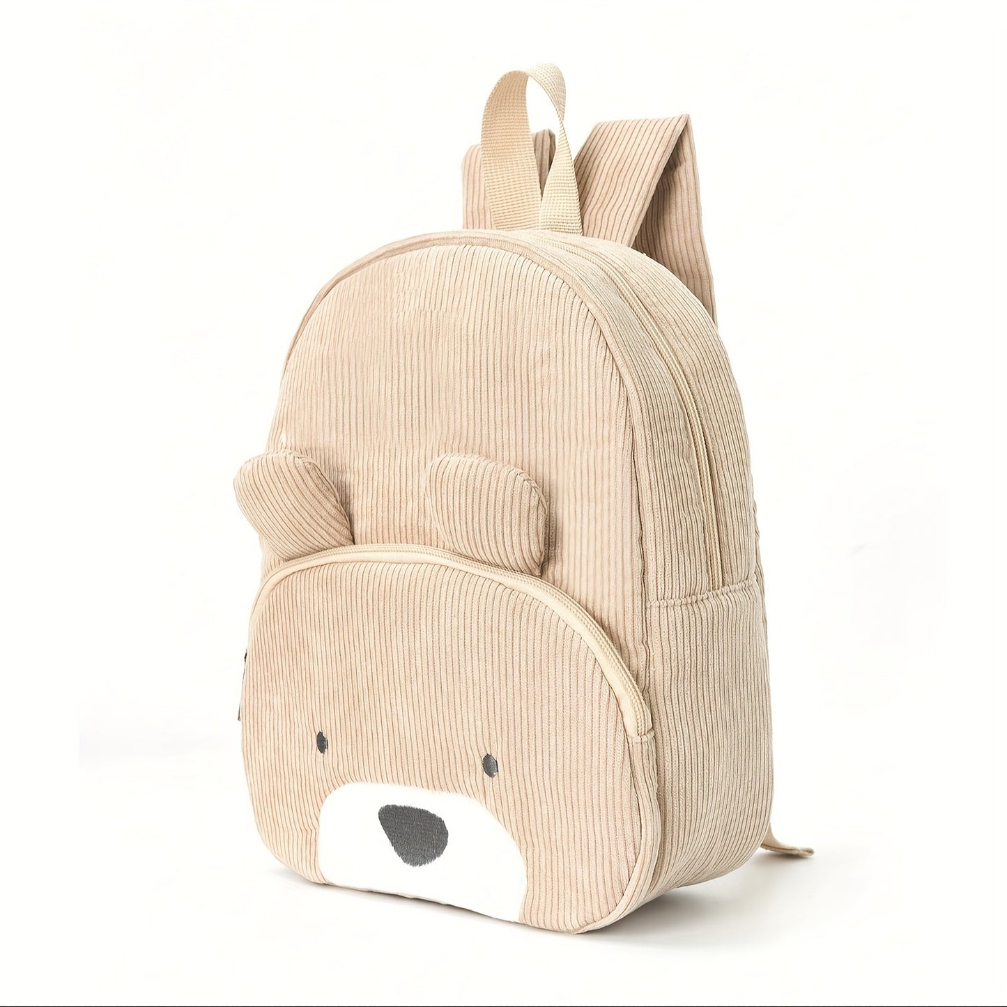Cute Pink Bear Backpack - Soft Corduroy Material with Adjustable Straps - Bubbie and Bear