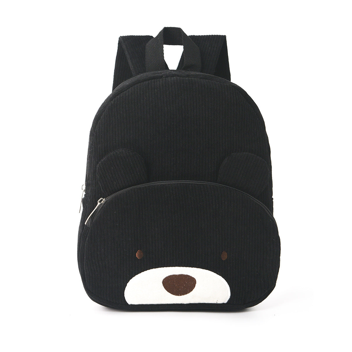 Cute Black Bear Backpack - Soft Corduroy Material with Adjustable Straps - Bubbie and Bear
