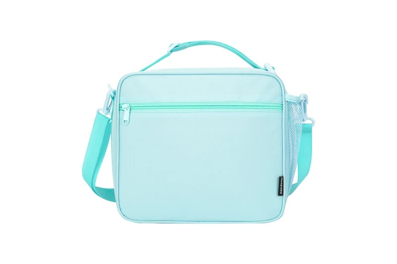 Blue Sparkling Rainbow Heart Insulated Lunch Bag for Kids - Portable School Lunch Box with Shoulder Strap - Bubbie and Bear