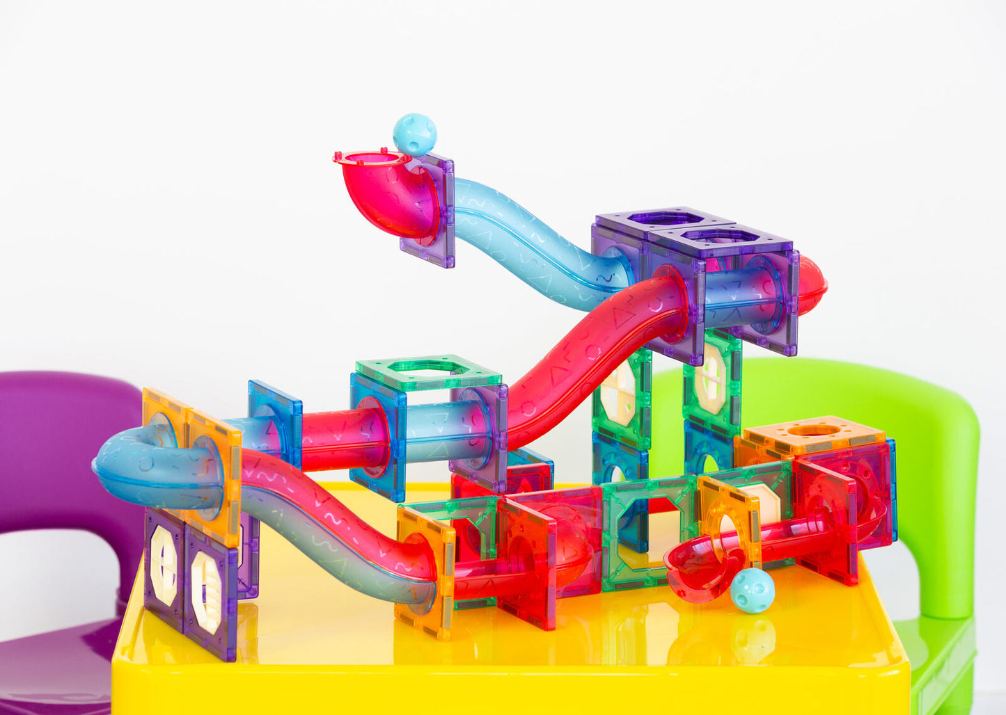 118 Pcs non-toxic STEM Educational, Durable Magnetic Tiles/Puzzle with Storage Bag - Bubbie and Bear