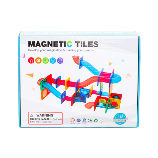 118 Pcs non-toxic STEM Educational, Durable Magnetic Tiles/Puzzle with Storage Bag - Bubbie and Bear