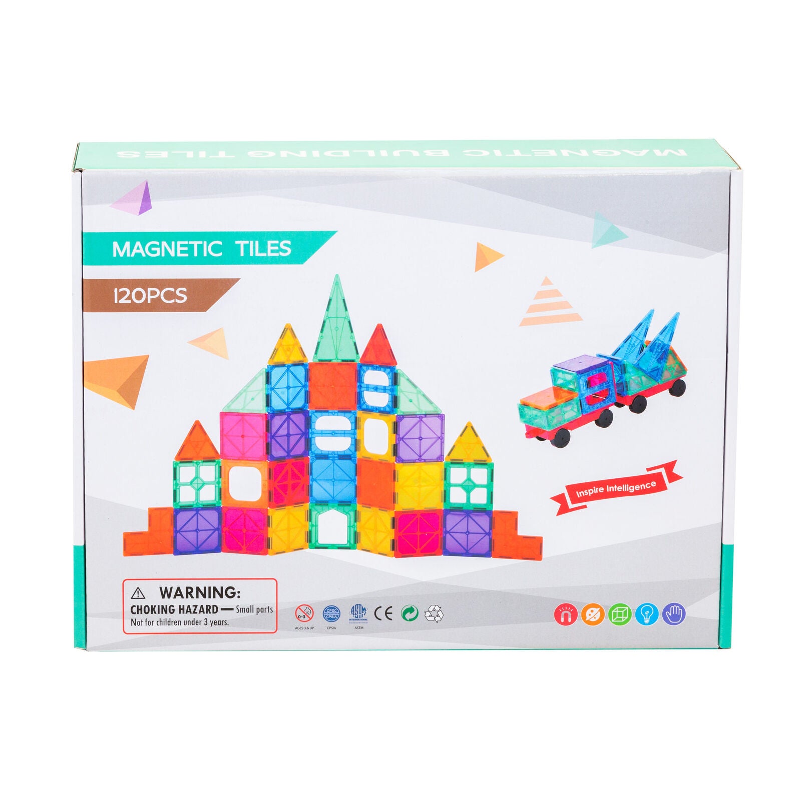 120 Pcs non-toxic STEM Educational, Durable Magnetic Tiles/Puzzle with Storage Bag - Bubbie and Bear