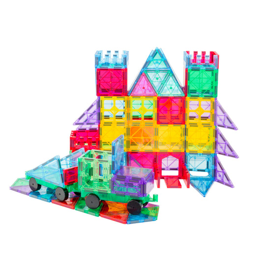 120 Pcs non-toxic STEM Educational, Durable Magnetic Tiles/Puzzle with Storage Bag - Bubbie and Bear