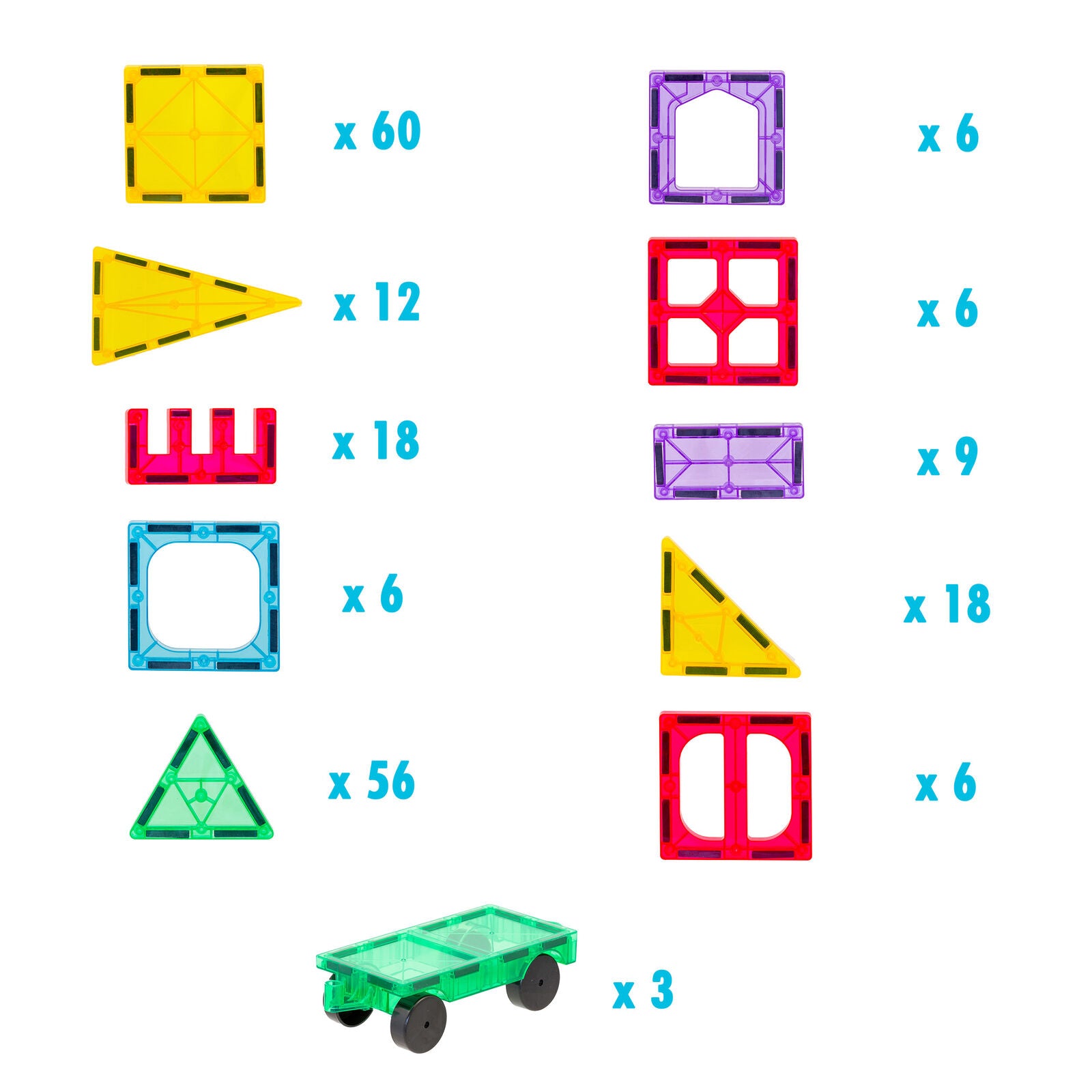200 Pcs non-toxic STEM Educational, Durable Magnetic Tiles/Puzzle with Storage Bag - Bubbie and Bear