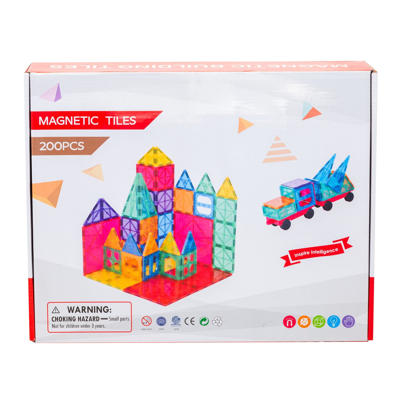 200 Pcs non-toxic STEM Educational, Durable Magnetic Tiles/Puzzle with Storage Bag - Bubbie and Bear