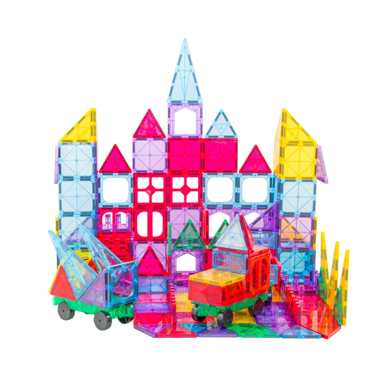 200 Pcs non-toxic STEM Educational, Durable Magnetic Tiles/Puzzle with Storage Bag - Bubbie and Bear