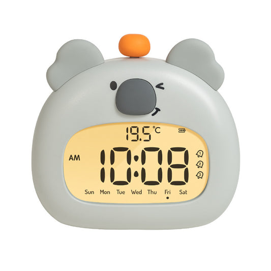 Cute Animal Digital Alarm Clock with Night Light, Temperature & Countdown Timer