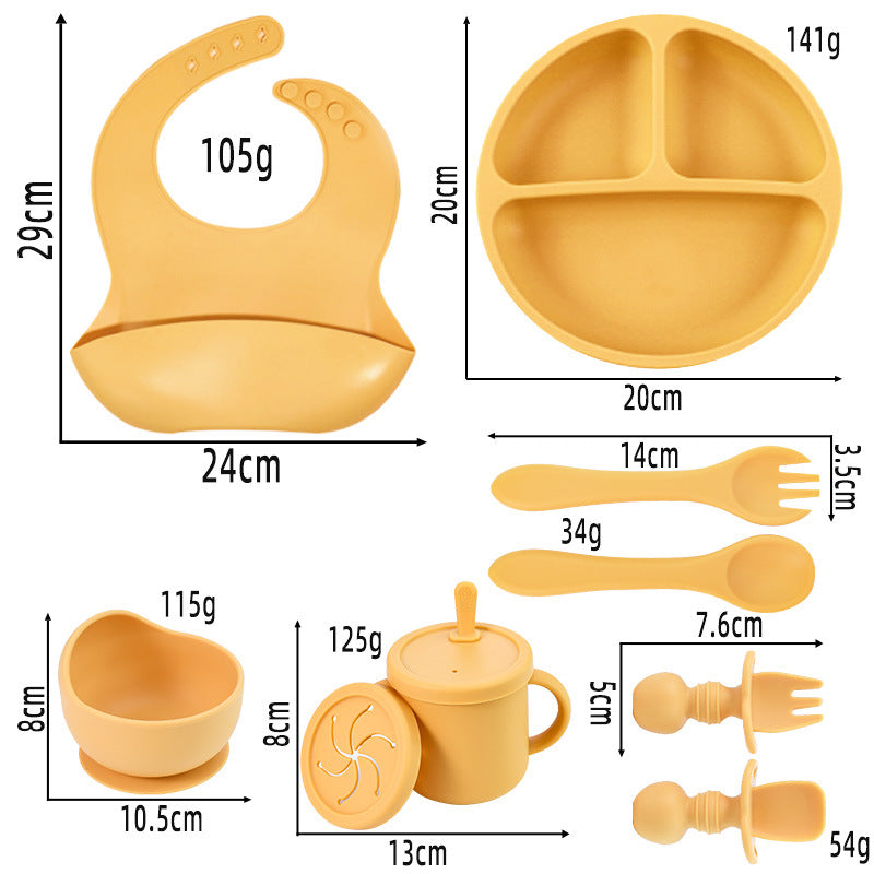 8-Piece Silicone Children's Tableware Set - BPA-Free Baby Feeding