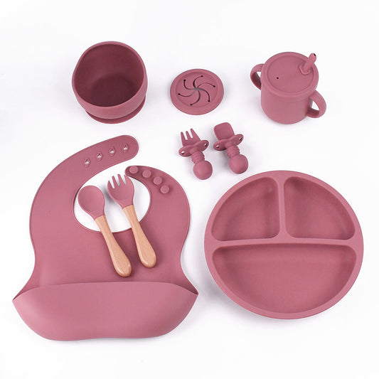 8-Piece Silicone Children's Tableware Set - BPA-Free Baby Feeding